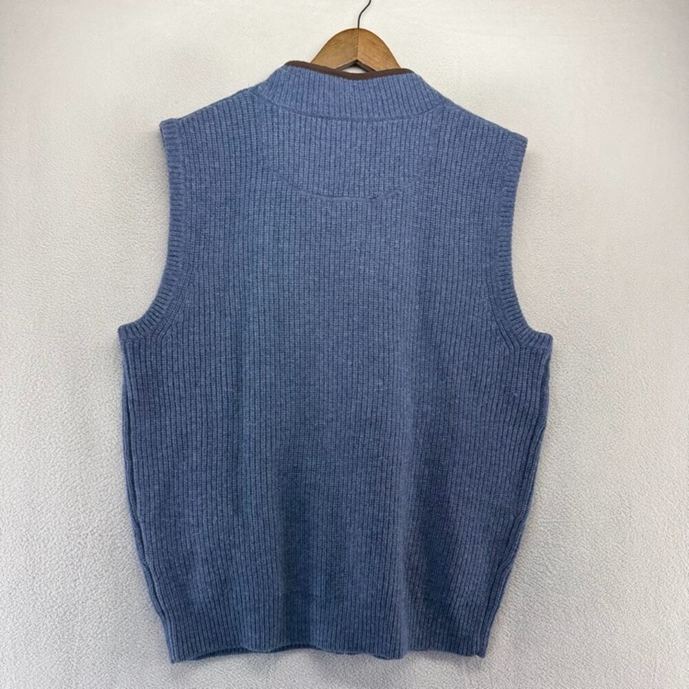 LL Bean Sweater Vest Men's Large Blue Waterfowl Merino Wool Full Zip Knit NEW - Picture 7 of 8